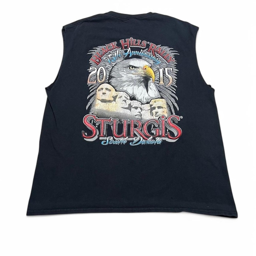 Gildan Muscle Tee Mens XL Black Sturgis 75th Anniversary 2015 Biker Graphic